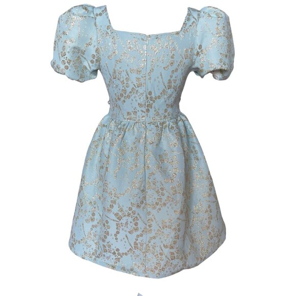 Light Blue Mini Puff Sleeve Dress - Picture 6 of 10